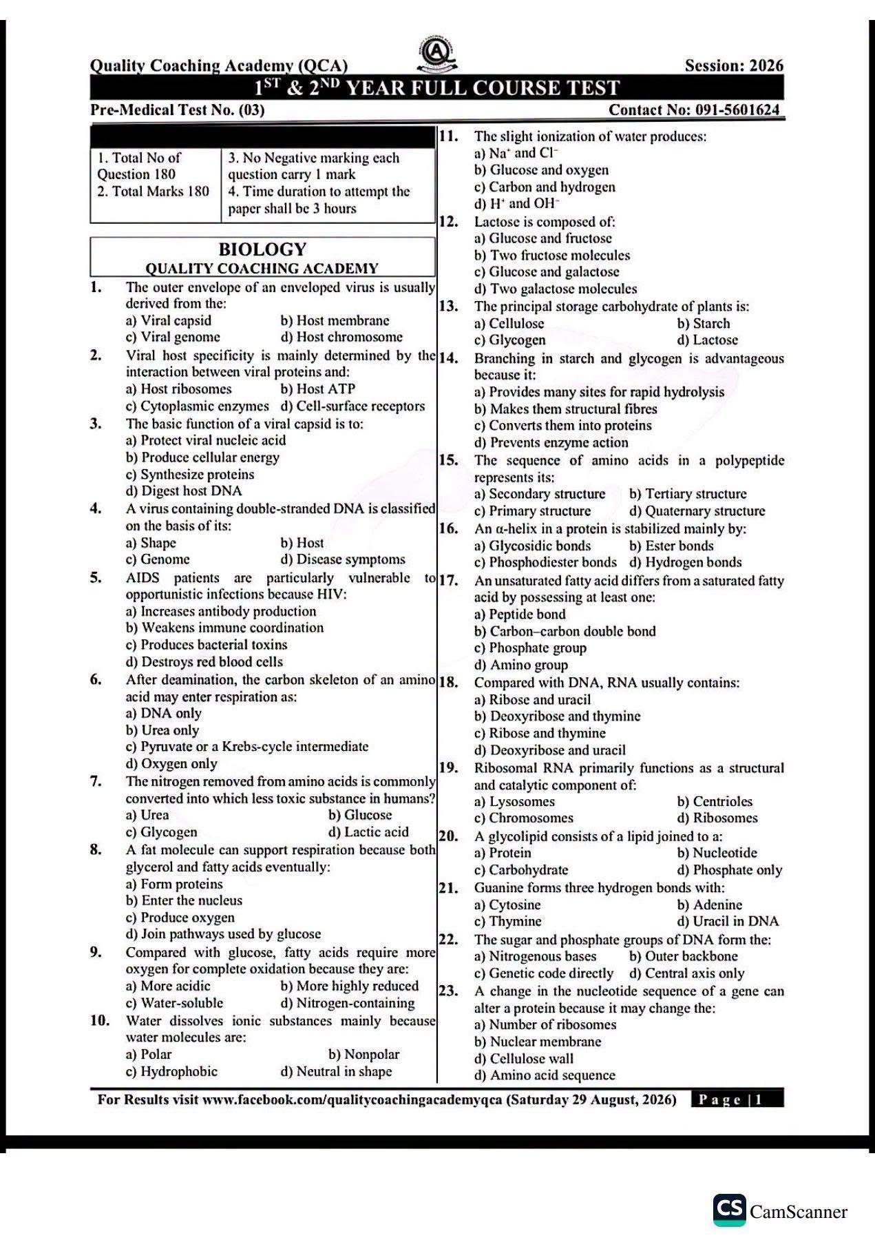 Full MDCAT Test 1st Year 2nd Year Course cover