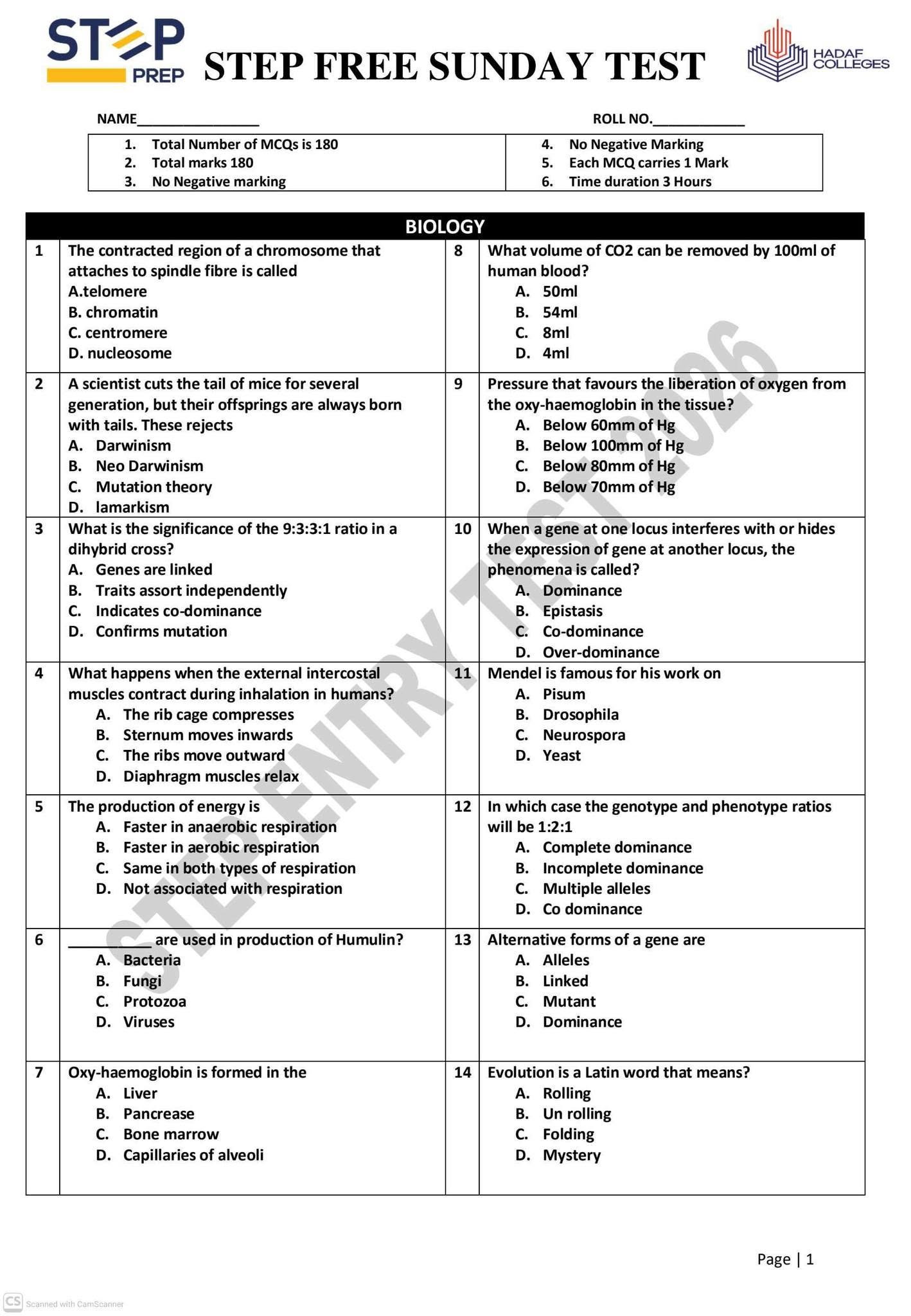 MDCAT Preparation - Step Free Sunday Test cover